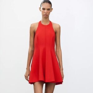 Zara SHORT HALTER GODET DRESS